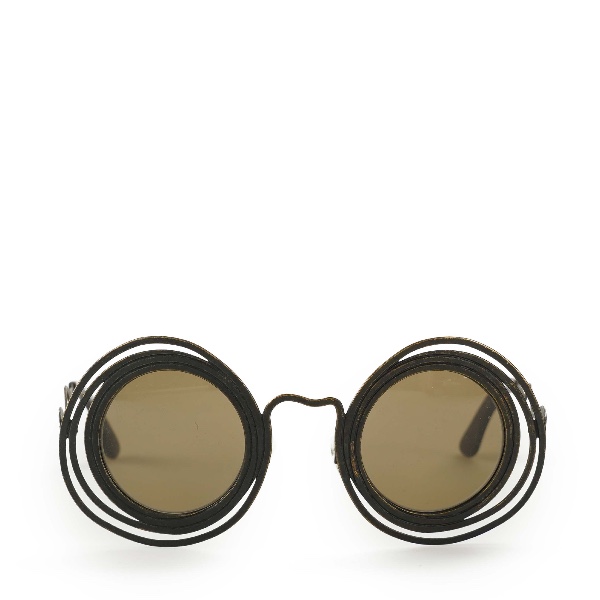 Lio Occhiali - Brown Round Metal Sunglasses 